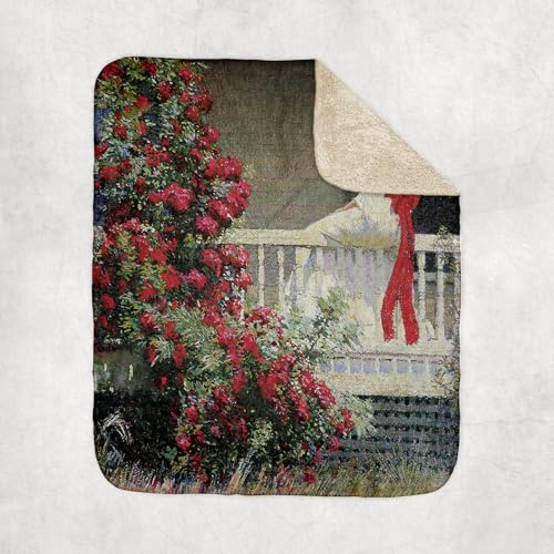 3dRose The Crimson Rambler by Philip Leslie Hale Victorian Lady and Roses Sherpa Lined Blanket