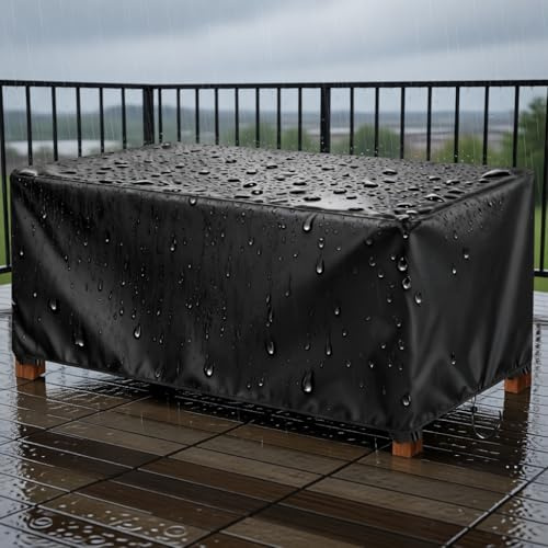 Gartenmöbel Abdeckung Wasserdicht 105x40x80cm/LxBxH Winterfest Abdeckplane Gartenmöbel, 420D Oxford Gewebe Abdeckhaube Gartentisch Rechteckig Schutzhülle für Garten-Tische und Möbel-Gruppen