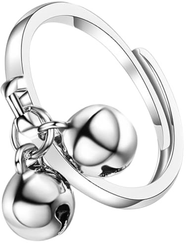 Angoily Anello Regolabile Aperto Doppio Campanello a Sfera, Anello da Dito Carino in Metallo Durevole, Gioiello Decorativo per Feste e Abiti da Donna