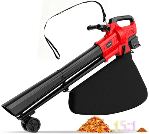 Aspirateur à feuilles 3 en 1 sans fil avec sac compatible avec batterie Milwaukee 18 V, broyeur de feuilles électrique et aspirateur à feuilles avec sac de 40 L, souffleur à feuilles portatif pour