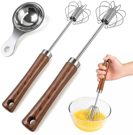 Nivofu Frusta a Mano Semiautomatica in Acciaio Inox, Frusta da Cucina Rotante a Spinta, Sbattitore Manuale Multifunzionale per Uova, Panna da Cucina e Dolci, Facile da Pulire