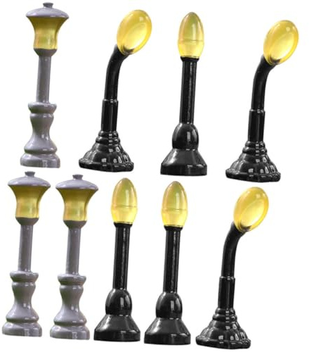 LIFKOME Lampione in Miniatura in Resina Luce Notturna Creativa, Set da 9 Pezzi per Decorazione Paesaggio Ferroviario e Fai-da-te