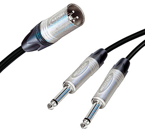 Neutrik Male XLR Split into 2 Dual Mono Jacks Cable Splitter Summing Lead 3 m Plus (1 m, Black)