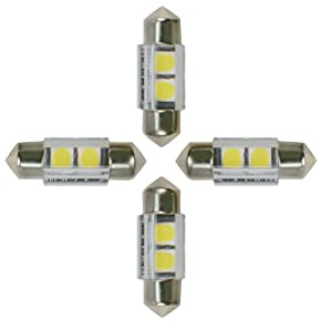 NJYTouch Lot de 4 lampes navettes LED pour intérieur de voiture - 12 V CC - Blanc naturel 4000 K - 31 mm - 2-SMD 5050 DE3175 DE3021 DE3022 6428 7065