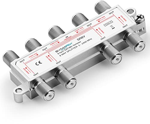 SYMARIX SR8V SAT & BK - 8-Fach Verteiler mit DC-Durchlass - UHD - Einkabel/SCR/Unicable tauglich - Splitter/Weiche - für - DVB-S2 - BK - DVB-T2 - UKW/DAB - voll geschirmt Schirmungsmaß ≥ 110 dB