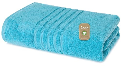 Lavea® Saunahandtuch 80x200 cm - Türkis | 100% Baumwolle – Großes Saunatuch für Damen & Herren, saugstarkes Frottiertuch, weich, waschbar, Frottierserie Bali
