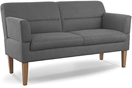 CAVADORE 2,5-Sitzer Küchensofa Kira / Sitzbank für Küche, Esszimmer oder Wohnküche inkl. Armteilverstellung / Leichte Fleckenentfernung dank Soft Clean / 168 x 94 x 81 / Flachgewebe: Grau