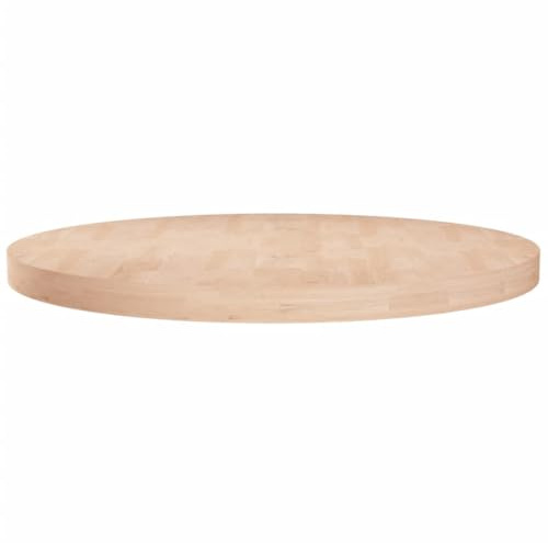 vidaXL Runde Tischplatte Massivholzplatte Eichenplatte Holzplatte Platte Ersatztischplatte für Esstisch Ø80x4cm Unbehandeltes Massivholz Eiche
