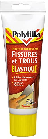 POLYFILLA Enduit de Rebouchage Fissures et Trous Elastique - reste flexible après séchage - Intérieur et Extérieur - Pâte Tube 330 G