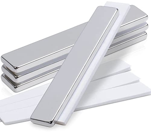 MIN CI Magneti al Neodimio Extra Forti, 4 Pezzi Calamite Potenti Adesive, Magnete Rettangolari per Frigo Lavagna Artigianato Officina(60x10x3mm)