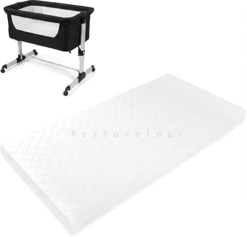 Bedside Travel Cot Toddler Infant Bed Crib Mattress - Babylo Cozi Sleeper – Extra Thick & Soft Foam With Antibacterial Removable Cover, Expert Recommended, White | Size : 44 cm x 87 x 5 cm
