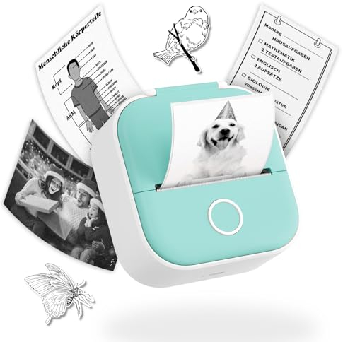Omezizy T02 Sticker Drucker - Thermo Bluetooth Pocket Printer with 1 Rolle Aufkleber, Mini Drucker for DIY, Scrapbook, Journal, Studiennotizen, Memo, Liste, Geburtstage,Halloween, Weihnachts Geschenk