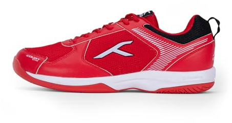 Hundred Court Star Non-Marking Professional Badminton Shoes for Mens (Red/White, EU 41/UK 7/US 8) | X-Cushion Protection | Suitable for Indoor Tennis/Squash/Table Tennis/Basketball & Padel