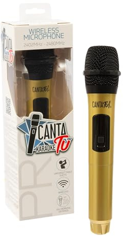 CANTA TU KARAOKE Micrófono inalámbrico Pro 2023, micrófono de Karaoke inalámbrico, frecuencia 2402 MHz-2480 MHz, 4 Colores Disponibles, Compatible con Canta Tu Pro 2023, Ideal para duetos, Dorado