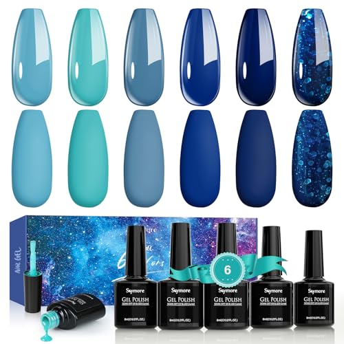 Skymore UV Nagellack Gel Nagellack UV Lack Gel Polish 8mlx6 Farben Gellack UV Lacke für Nägel UV Gel Nagellack Blau Gelnagellack für UV Lampe, Ideal Nagellack Geschenk für Frauen