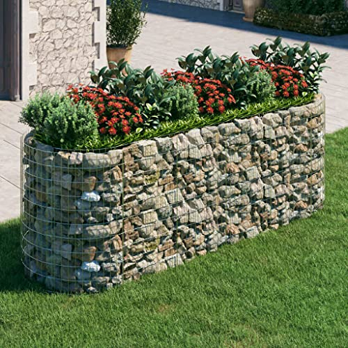 Higsose Gabione Mit Hochbogen 300x100x100cm Silber,Verzinktes Eisen,Steinkörbe,Gabionen Zaun,Garden Wand,Mauersteine Gartenmauer,Drahtkorb Garten,Steinkorb Mauer,Mauergitter-Set Für Gabionen