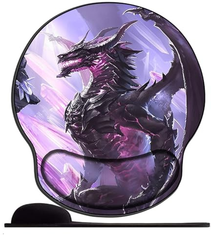 OfFsum Tapis de Souris Ergonomique avec Repose-Poignet en Gel et Tissu Lycra,Dragon Violet pour Ordinateur, Ordinateur Portable, PC, Maison, Bureau et Voyage