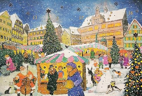 Nostalgische Adventskalenderkarte Tübingen Weihnachten Doppelkarte