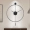 Classical Large Decorative Wall Clock with Pendulum, Modern Non-Ticking Silent Metal Wall Clocks for Living Room, Bedroom, Study, Office, 24in/60cm(Black)