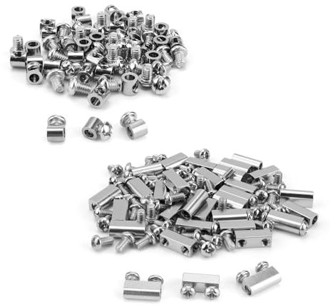 Clip per Fune Metalliche, JANDH 60 Pezzi Morsetti Serracavo, Due Tipi di Morsetti per Fune Metallica, Morsetto per Fune Metallica, Adatto per Funi Metalliche e Cavi di Diametro 1-2 mm