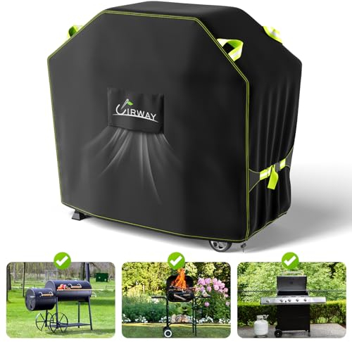 UIRWAY Housse BBQ 147x61x122 cm - 420D Housse de Barbecue Anti-Vent/Anti-UV/Anti-Poussière/Imperméable avec Bandes Réfléchissantes et Aérations - Argenté pour Weber, Char-Broil