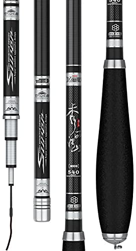 AYKANING Fishing Stipprute,Teleskop Angelrute Karpfen Angelrute Carbon 37 Tone ultrafeine Ultra-leichte Angelrute 2.7M-5,4 Meter Karpfenstab(White,5.4 m)