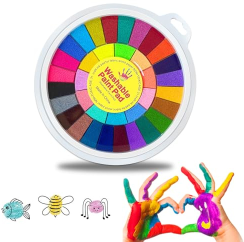 KUBDPQOR Stempelkissen Bunt, 36 Farben Fingerfarben Kinder Ungiftig, Abwaschbar Stempelkissen Kinder, Fingerstempelfarbe, Stempelkissen Blau für Handwerk, Stoff Malerei, DIY und Geburtstag Geschenk