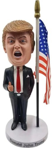 Glixoft Trump Wackelkopf-Figur, Präsident Trump-Statue Amerikanischer Flagge, Lebensechte Auto-interieur-Puppe Für Heimdekoration