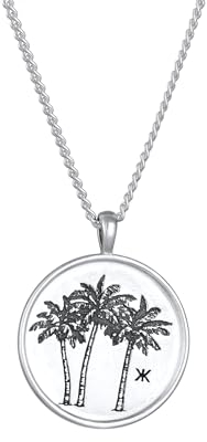 Kuzzoi Collier pour homme en argent sterling 925 avec pendentif palmiers (25 mm) - Longueur : 50 cm, Argent sterling
