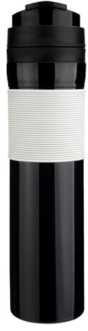 Otufan Taza de viaje portátil de prensa francesa de 350 ml - Cafetera de viaje de prensa francesa con filtro de metal con juntas tóricas de sellado y cafetera de té de frutas con fondo