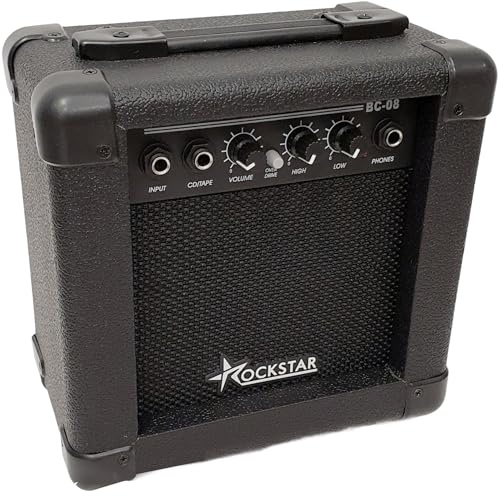 Rockstar - Amplificador de Guitarra Eléctrica BC08-0357 | 10W Potencia | Altavoz 5 Full Range | Canales Clean y Drive | Salida Auricular, Entrada Auxiliar CD/Tape