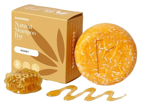 Seek Bamboo Honey Shampoo Bar – Natural Shampoo Bar with Honey for Moisture & Shine – Sulfate Free Solid Shampoo, Plastic-Free Hair Care