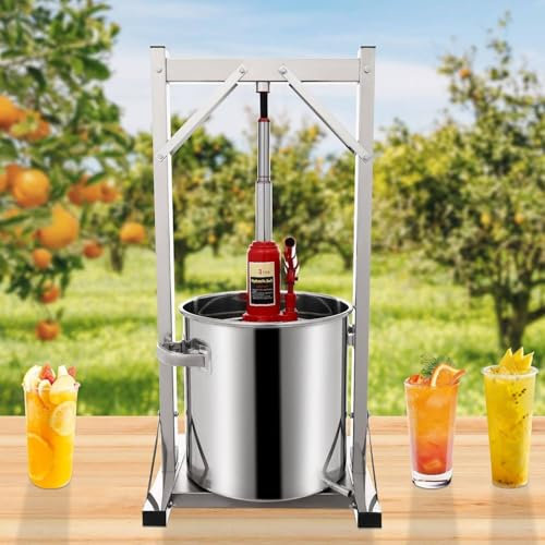 Pressoir à Fruits Et Vin, Presse-Fruits Hydraulique En Acier Inoxydable Avec Vérin Hydraulique Et Plateau Sanitaire Pour Cidre, Fournitures Et équipements De Fabrication De Vin De Raisin,36L