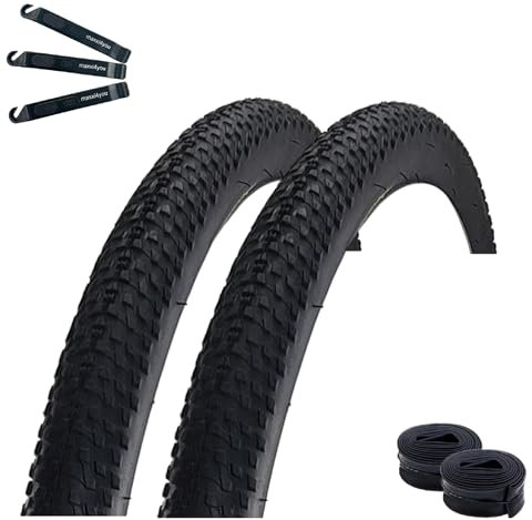 2 x Roverstone 29 Fahrradreifen Schwarz 57-622 (29 x 2,125) + 2 Schläuche SV inkl. maxxi4you Reifenheber