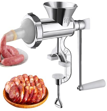 Picadora de carne manual, picadora de carne, embutidora de salchichas | Picadora de carne manual de alta resistencia, embutidora de salchichas de aleación de aluminio | Picadora de carne de montaje en