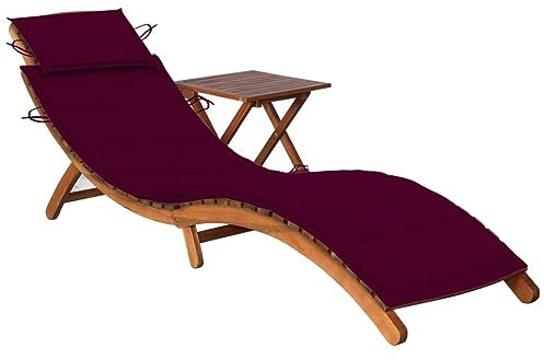 Xichuzi Sonnenliege mit Tisch und Auflage Massivholz Akazie, Gartenliege, Liegestuhl, Sonnenstuhl, Sonneninsel Outdoor, Liegen, Gartenmöbel, Bäderliege, Relaxliege - 3061596