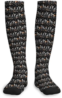 Anceky Calcetines de compresión blancos y negros de 15-20 mmHg para mujer y hombre, medias de soporte hasta la rodilla
