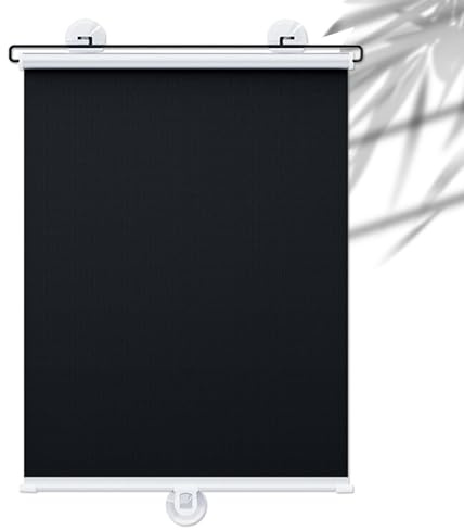 KOOEIN Saugnapf-Rollo,Verdunkelungsrollos Thermisch Isoliert,30cm 40cm 45cm 50cm 60cm 80cm Breites Einziehbarer Rollo,Tragbarer Verdunkelungsvorhang Für Schlafzimmer,Black-40x125cm16x49/in