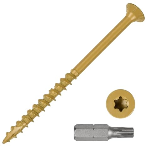 METALLIXITY 60Pcs #10x3 Deck Screws Kit Wood Screw CS Tan | Decking Screws Epoxy Coated with T25 Torx Drive Head for Wood Fence,Table,Chairs