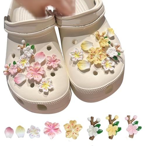 Schuh Charms Blumen, 16 Stück Blumen Schuhanstecker für Crocs, SüßE Blumen Schuhschmuck Charms, Cartoon Blumen Anstecker Stecker Set, Hochwertige PV/Ceinzigartige/für Mädchen/Jungen/Kinder