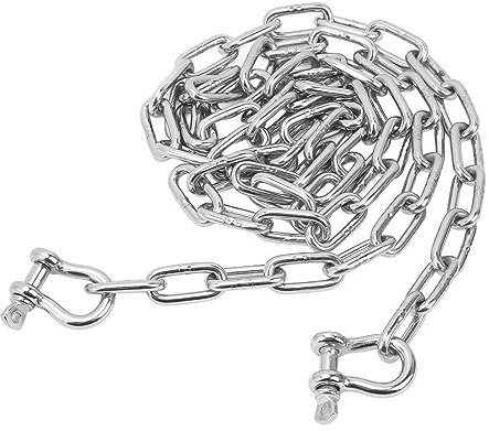 Kuuleyn Cadena de Plomo de Anclaje 6.6ft, Cadena de Anclaje de Anillo Central de Acero Inoxidable 316, Cadena de Anclaje Marino con Doble Enlace de grillete de 5/16 Pulgadas para