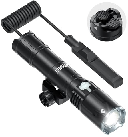 Feyachi LED Torches Tactical Flashlight Picatinny Rail Flashlight | IPX7 Protection with Pressure Switch 4 Modes LED Light