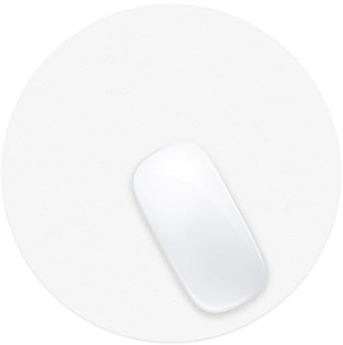 Audimi Weißes Mauspad, alle weißen Mauspad mit Anti-Rutsch für Computer Laptop Wireless Mouse Home Office Travel Work 8.7X8.7 Inch (22X22X0.2Cm)