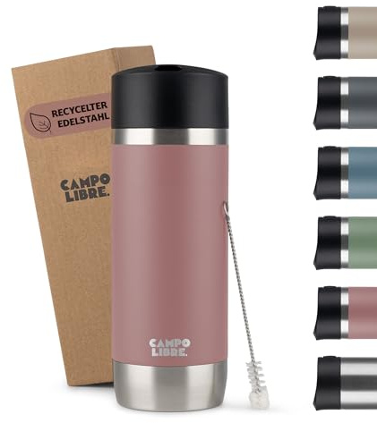 Campo Libre.® Anto I Kaffeebecher to go thermo I Thermobecher I 100% auslaufsichere Travel Mug mit One-Touch-Verschluss I Premium Coffee to go becher I Doppelwandig, hält mind. 6h heiß, Pink, 350ml