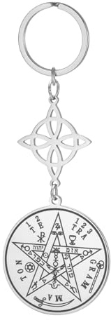 Dreamtimes Hexen-Knoten & Tetragrammaton-Pentagramm-Schlüsselanhänger aus Edelstahl mit mystischem Symbol Schlüsselanhänger für Taschen und Autoschlüssel für Frauen und Männer