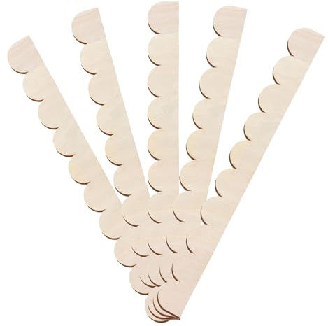 RUGBOL Lot de 5 moulures en bois, bordures ondulées pour décoration DIY, armoires, étagères, murs, portes et fenêtres