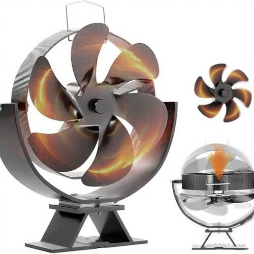 Ventilateur de cheminée silencieux et réglable pour poêle à bois, répartition efficace de la chaleur avec réglage multi-angle, construction métallique (6 feuilles)