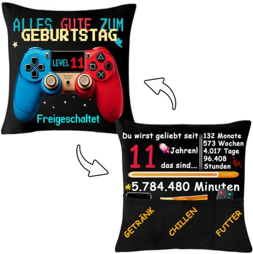 Charfia Gift Boy 11 Years, Cushion Cover 11th Birthday Boy Gifts for 11 Year Old Boys, Boys Gifts 11 Years Birthday Gamer Gaming Room Gamer Decoration Gamer Gift