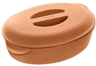 Berndes b.terra Ton-Bräter mit Deckel 33 x 22 cm, 4 L – Handgefertigt aus Terrakotta, feuchtigkeitsspeicherndes Garen, Backen & Schmoren