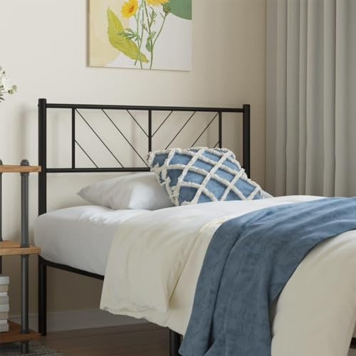 SKTQYQO Testiera in Metallo Nero 107 cm per Letto con Struttura in Acciaio Verniciato a Polvere, Design Classico ed Elegante, Supporto Schiena Stabile e Robusto, Testata per Camera